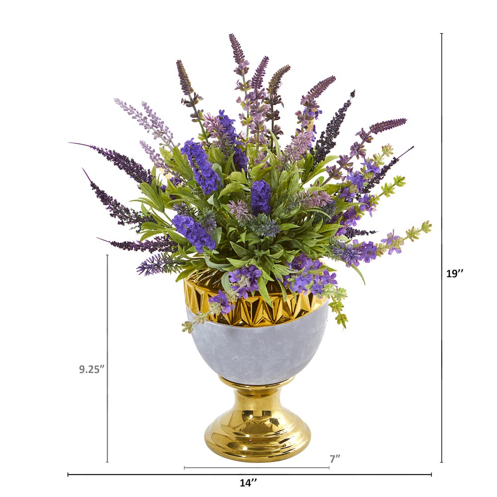 19in. Lavender Artificial Arrangement in Decorative Urn