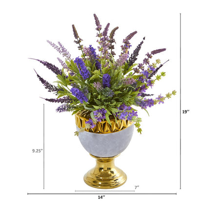 19in. Lavender Artificial Arrangement in Decorative Urn