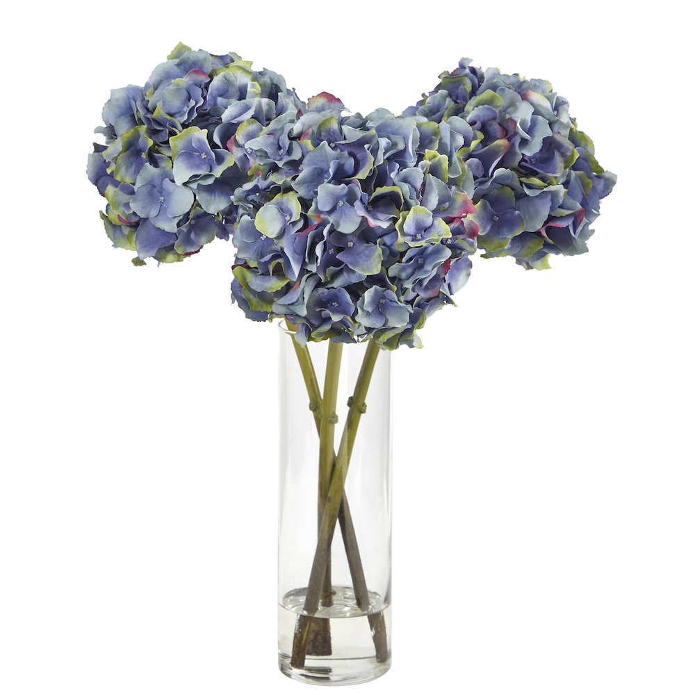 18in. Hydrangea Artificial Arrangement in Glass Vase