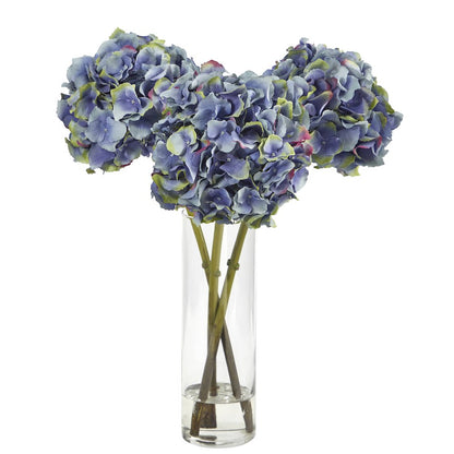 18in. Hydrangea Artificial Arrangement in Glass Vase