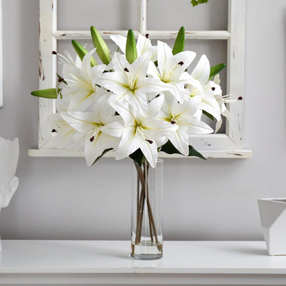 25in. Artificial Lily Arrangement with Cylinder Glass Vase