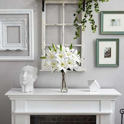 25in. Artificial Lily Arrangement with Cylinder Glass Vase