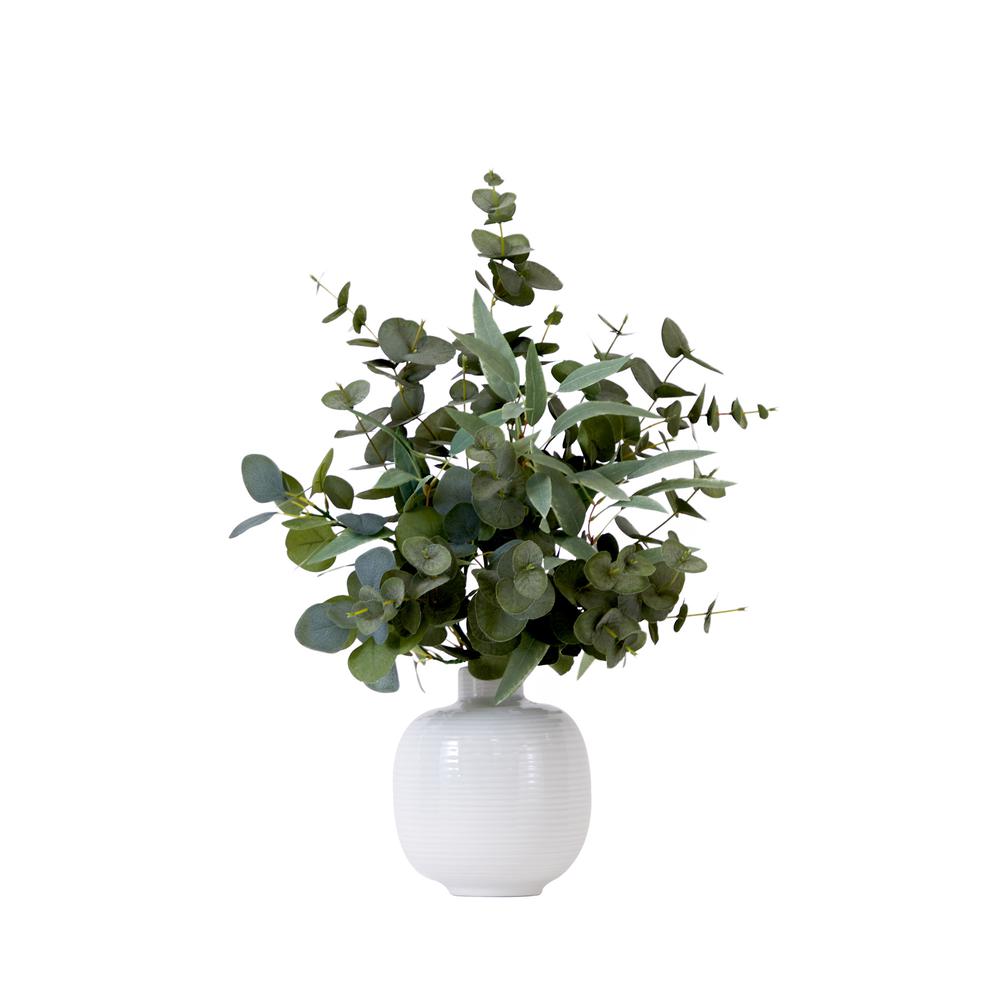 24in. Artificial Eucalyptus Leaves Arrangement with Ceramic Planter