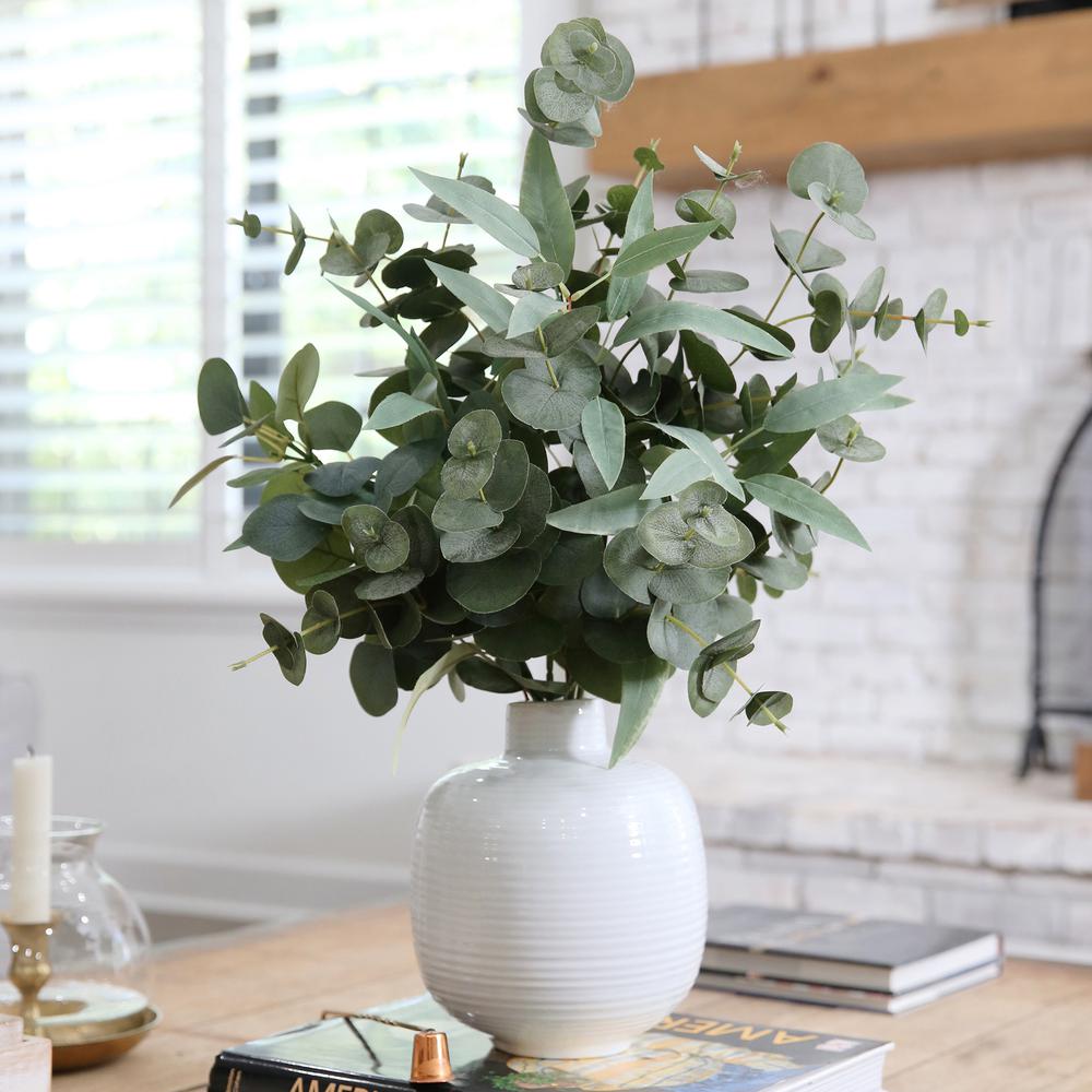 24in. Artificial Eucalyptus Leaves Arrangement with Ceramic Planter