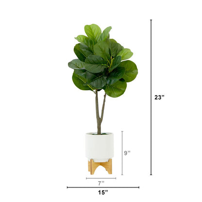33in. Artificial Fiddle Fig with Stand Planter