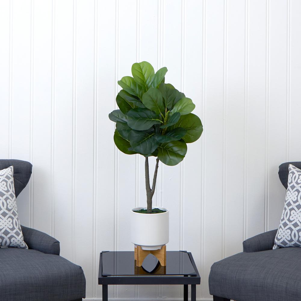 33in. Artificial Fiddle Fig with Stand Planter