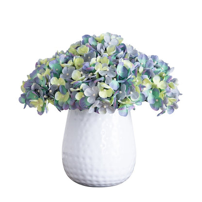 11in. Artificial Hydrangea Arrangement in White Metal Vase