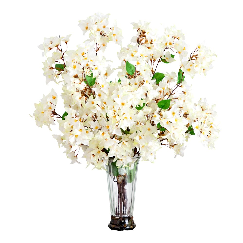 30in. Artificial Bougainvillea Arrangement in Glass Vase