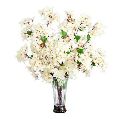 30in. Artificial Bougainvillea Arrangement in Glass Vase