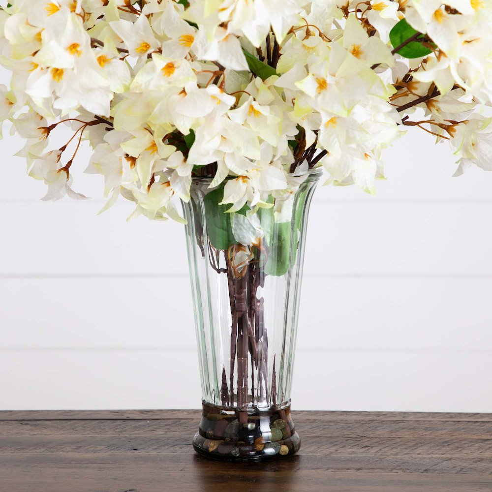 30in. Artificial Bougainvillea Arrangement in Glass Vase