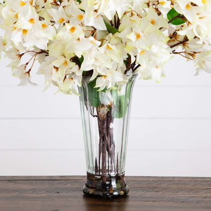 30in. Artificial Bougainvillea Arrangement in Glass Vase