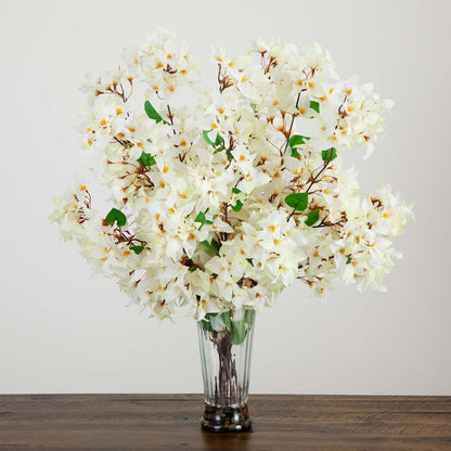 30in. Artificial Bougainvillea Arrangement in Glass Vase