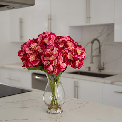 20in. Artificial Hydrangea Arrangement in Glass Vase