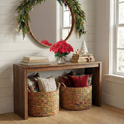 16in. Artificial Poinsettia Arrangement in Burlap Planter