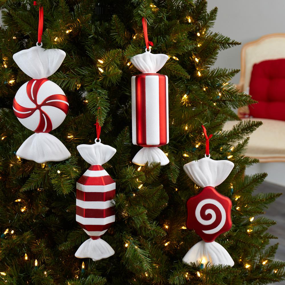 Jumbo Assorted Candy Holiday Christmas Deluxe Shatterproof Ornament Set of 4