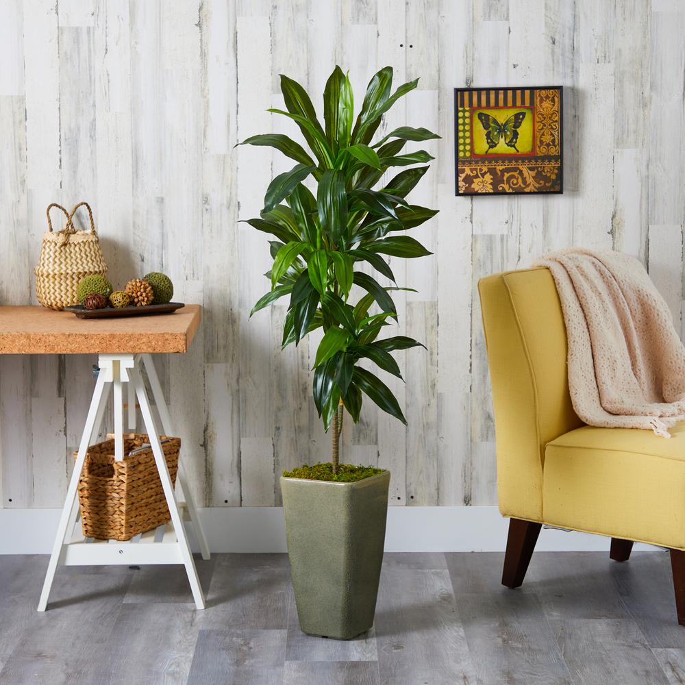 4.5ft. Dracaena Artificial Plant in Green Planter (Real Touch)