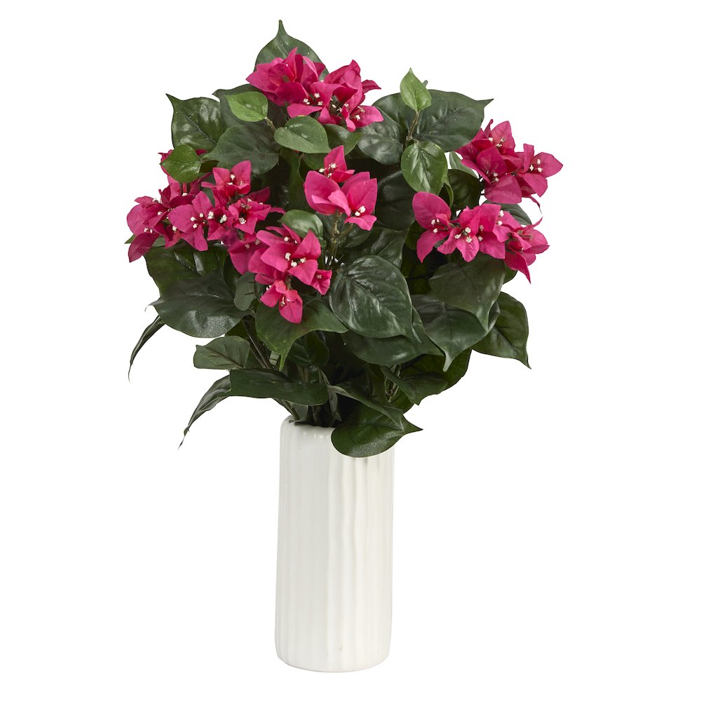 18in. Bougainvillea Artificial Plant in White Planter