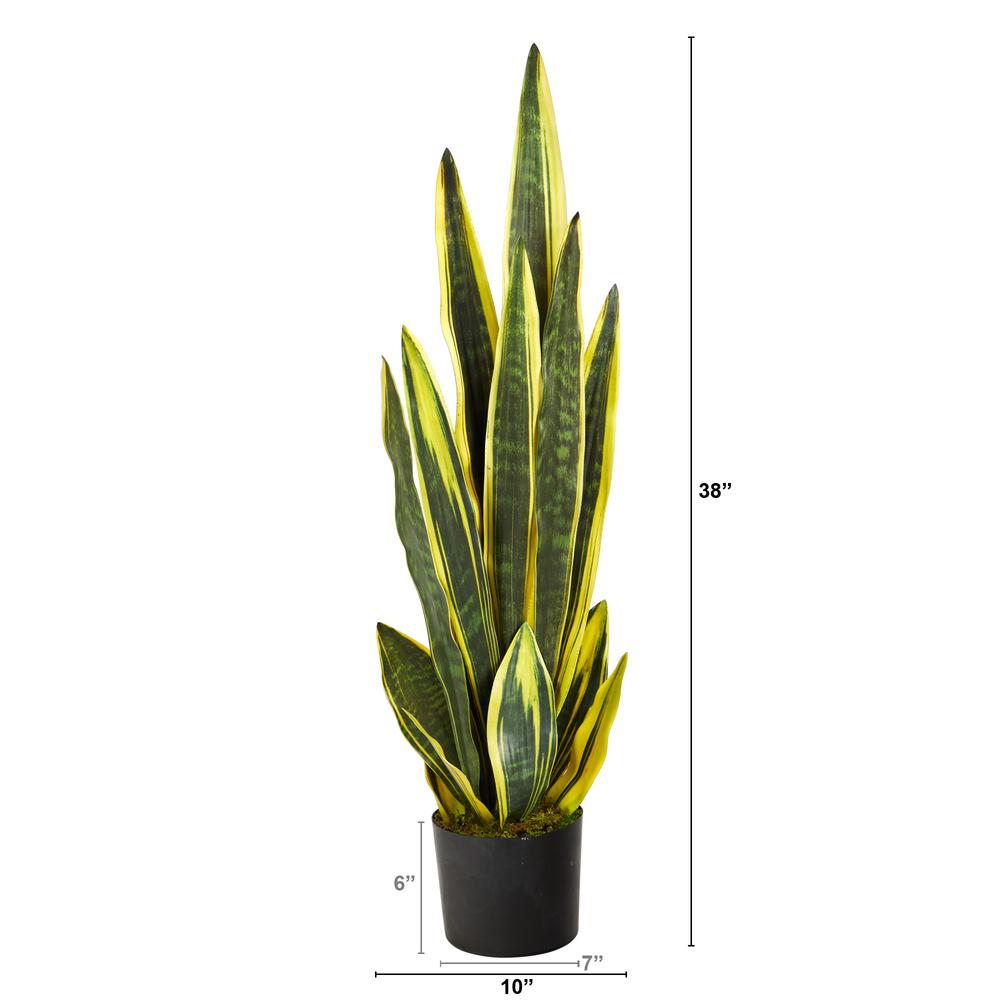 38in. Sansevieria Artificial Plant, Green