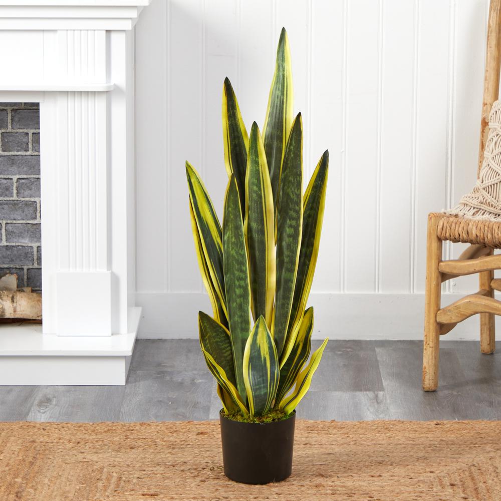38in. Sansevieria Artificial Plant, Green