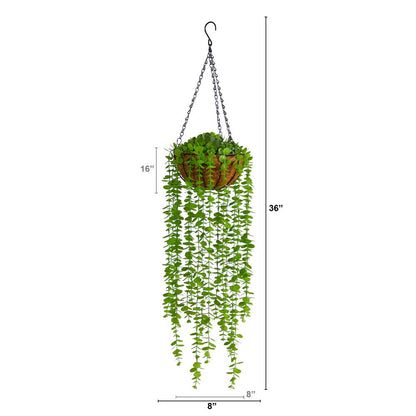 3ft. Eucalyptus Artificial Plant in Hanging Basket