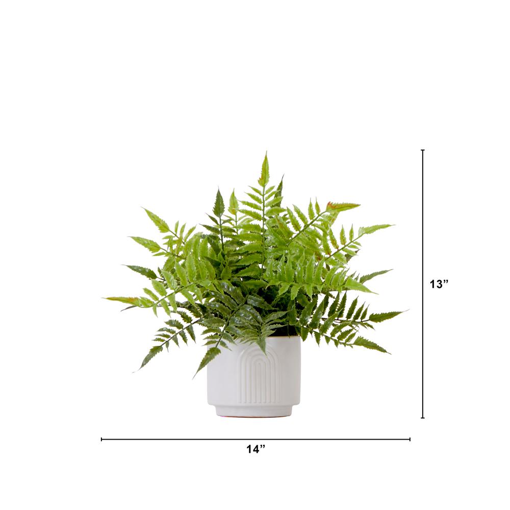 13in. Artificial Boston Fern Plant with Decorative Planter