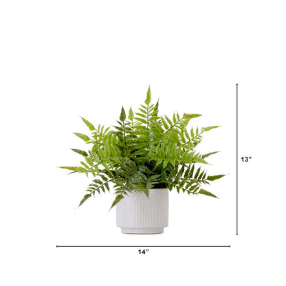 13in. Artificial Boston Fern Plant with Decorative Planter
