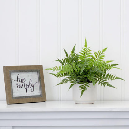 13in. Artificial Boston Fern Plant with Decorative Planter