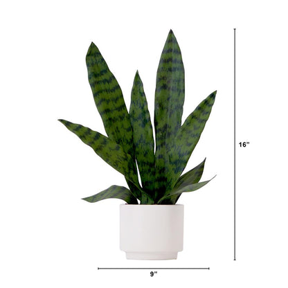 16in. Artificial Sansevieria Snake Plant with Decorative Planter