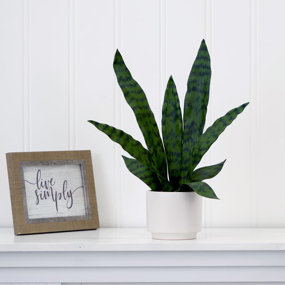 16in. Artificial Sansevieria Snake Plant with Decorative Planter