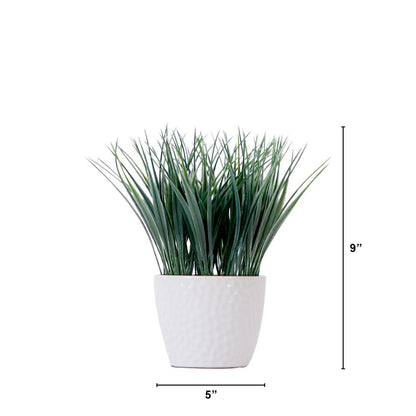 9in. Artificial Grass Plant with Decorative Planter