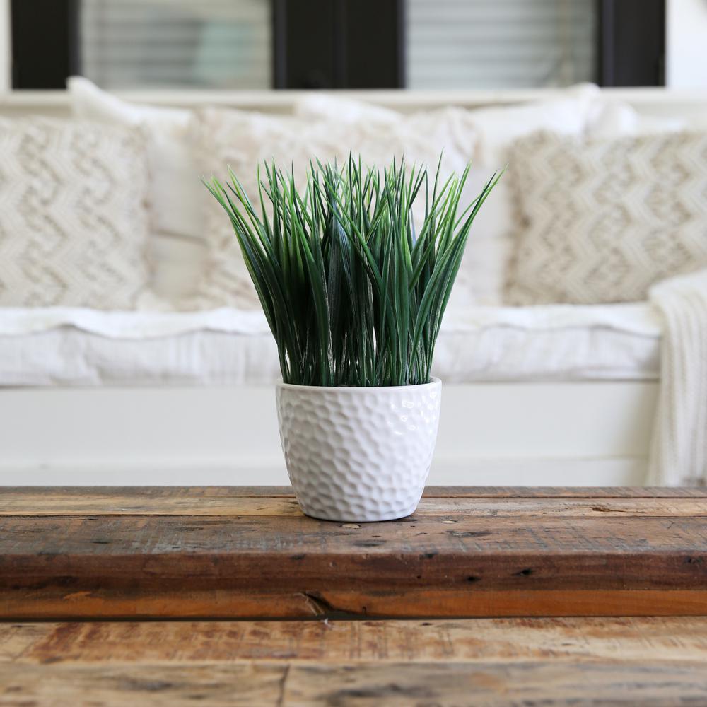 9in. Artificial Grass Plant with Decorative Planter