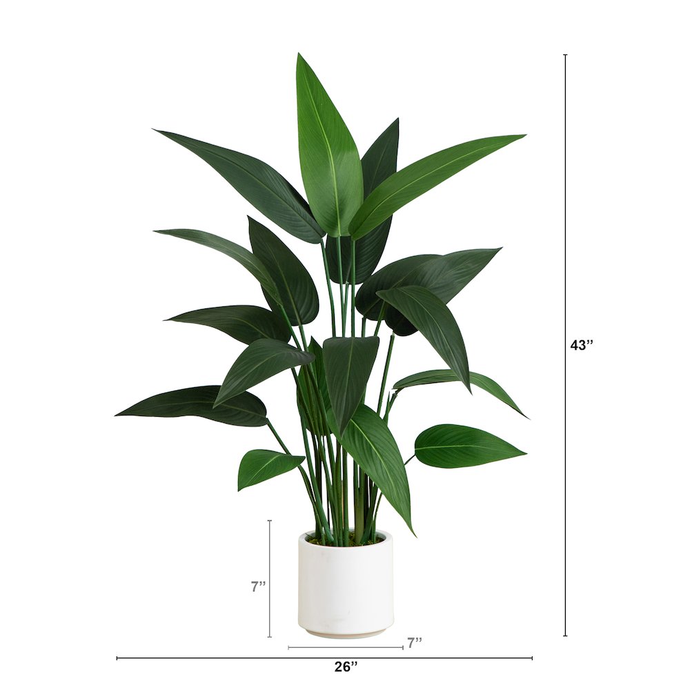 43in. Artificial Sky Bird Tree in White Decorative Planter