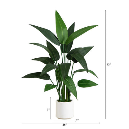 43in. Artificial Sky Bird Tree in White Decorative Planter