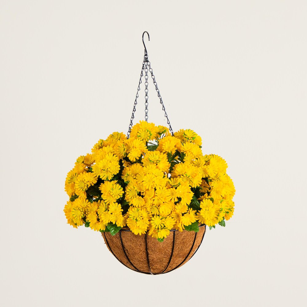 24in. UV Resistant Artificial Chrysanthemum Hanging Basket (Indoor/Outdoor)