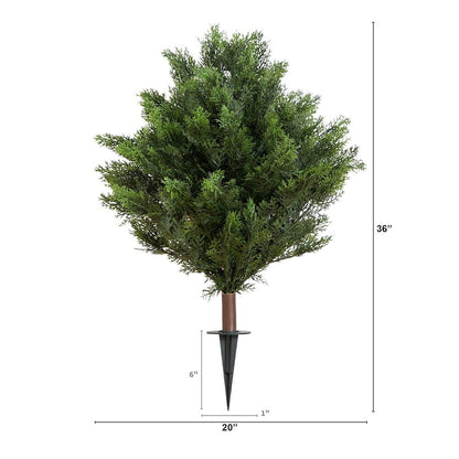 3ft. UV Resistant Artificial Cedar Bush with Integrated Ground Stake