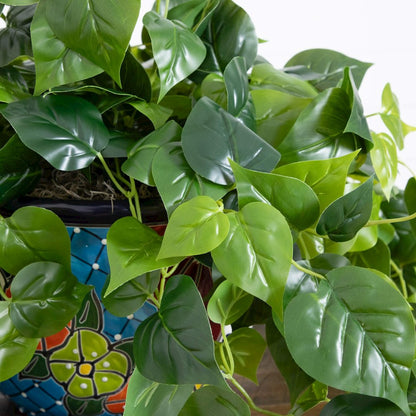 42in. UV Resistant Artificial Philodendron Mexican Talavera Ceramic Planter