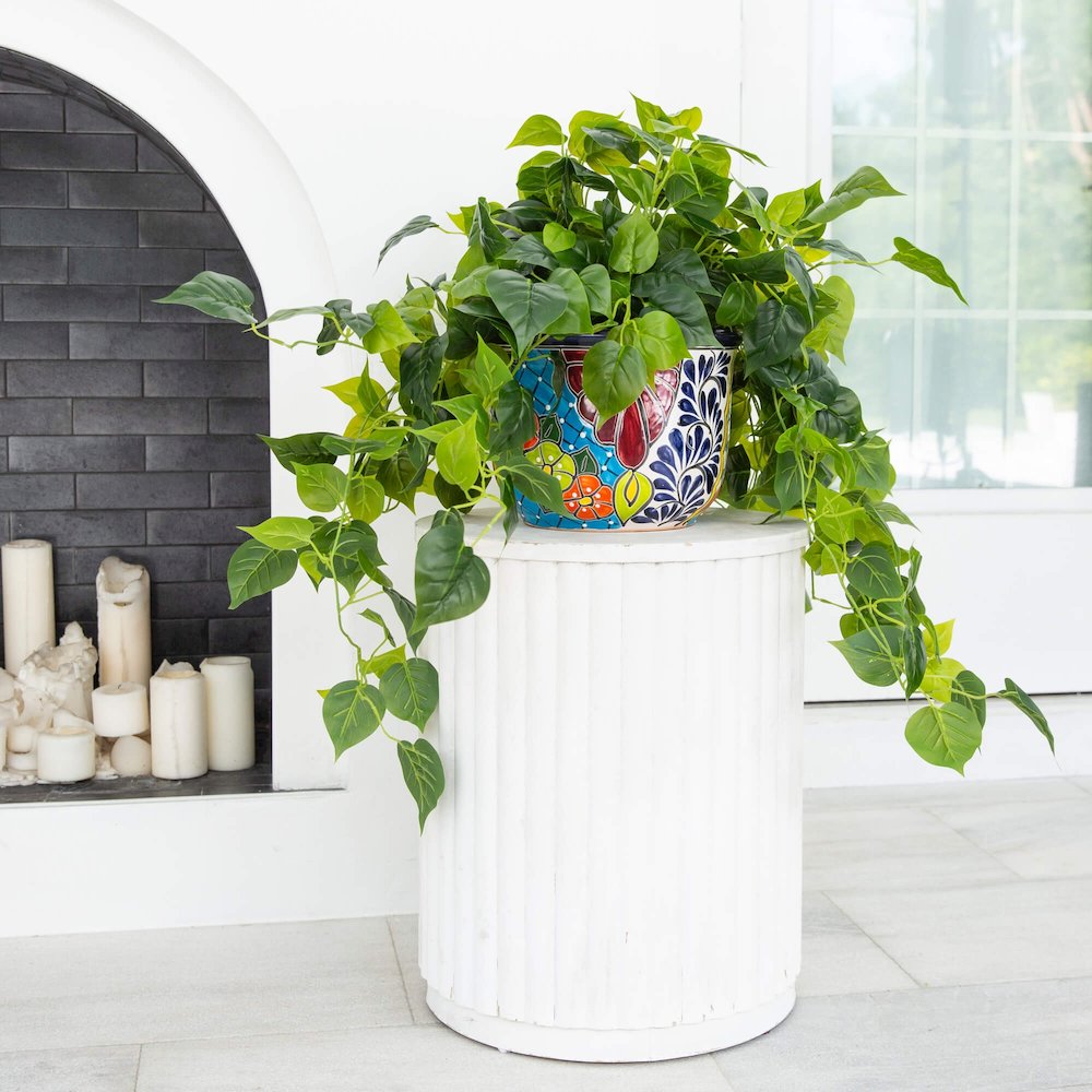 42in. UV Resistant Artificial Philodendron Mexican Talavera Ceramic Planter