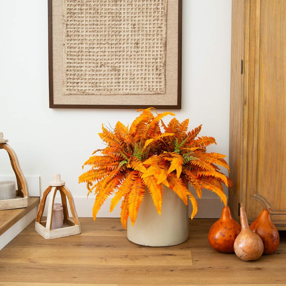 40in. Autumn Artificial Fall Boston Fern - Set of 2