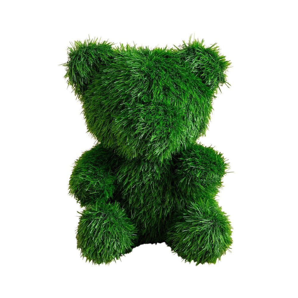 14in. UV Resistant Artificial Grass Garden Plush Topiary Bear (Indoor/Outdoor)