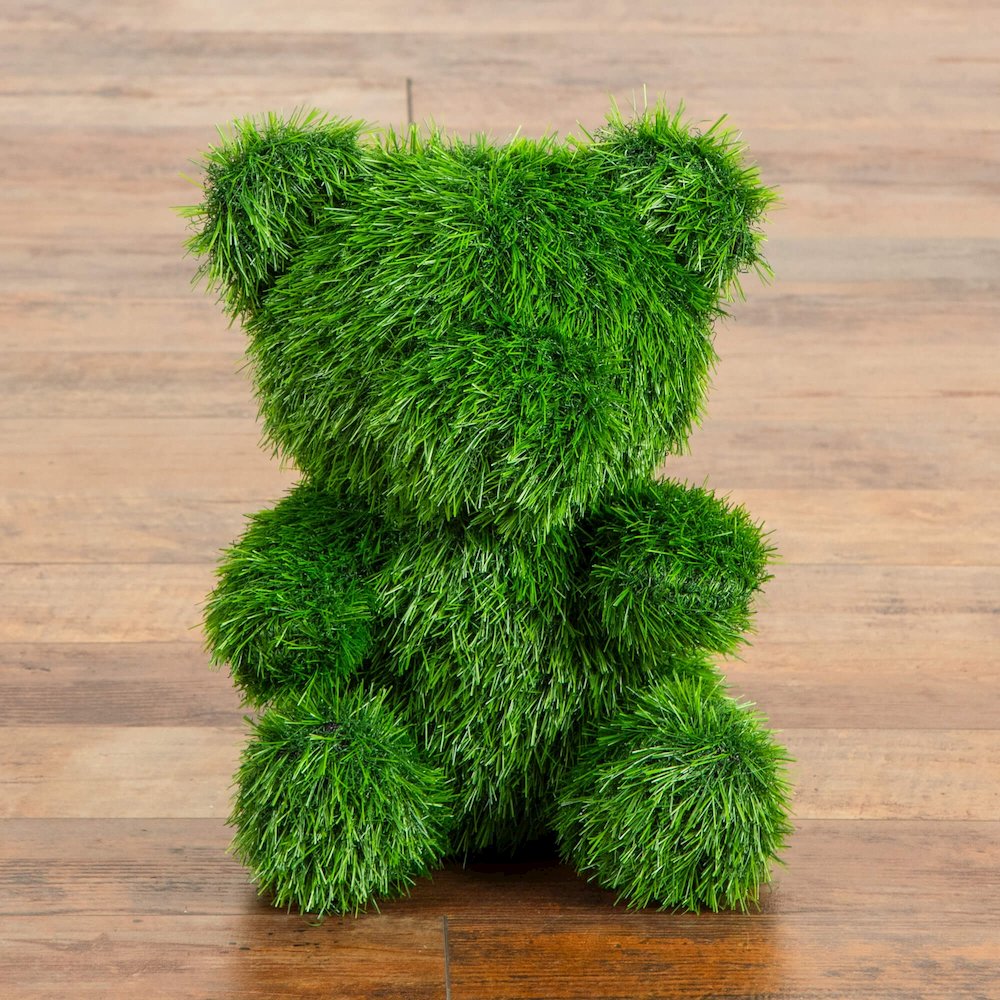 14in. UV Resistant Artificial Grass Garden Plush Topiary Bear (Indoor/Outdoor)