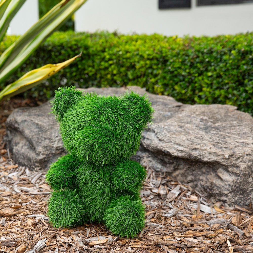 14in. UV Resistant Artificial Grass Garden Plush Topiary Bear (Indoor/Outdoor)