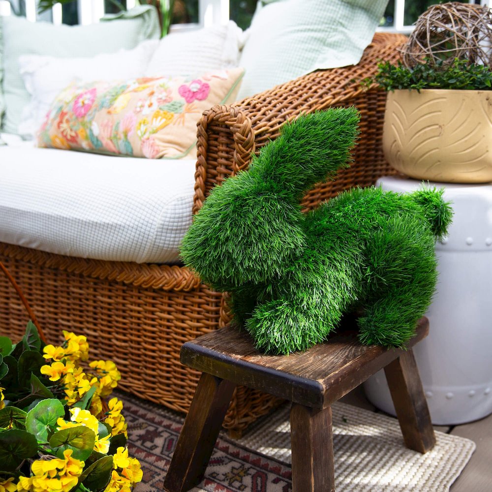 14in. UV Resistant Artificial Grass Garden Plush Topiary Bunny Rabbit