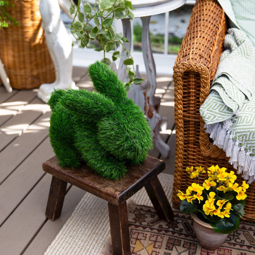 14in. UV Resistant Artificial Grass Garden Plush Topiary Bunny Rabbit