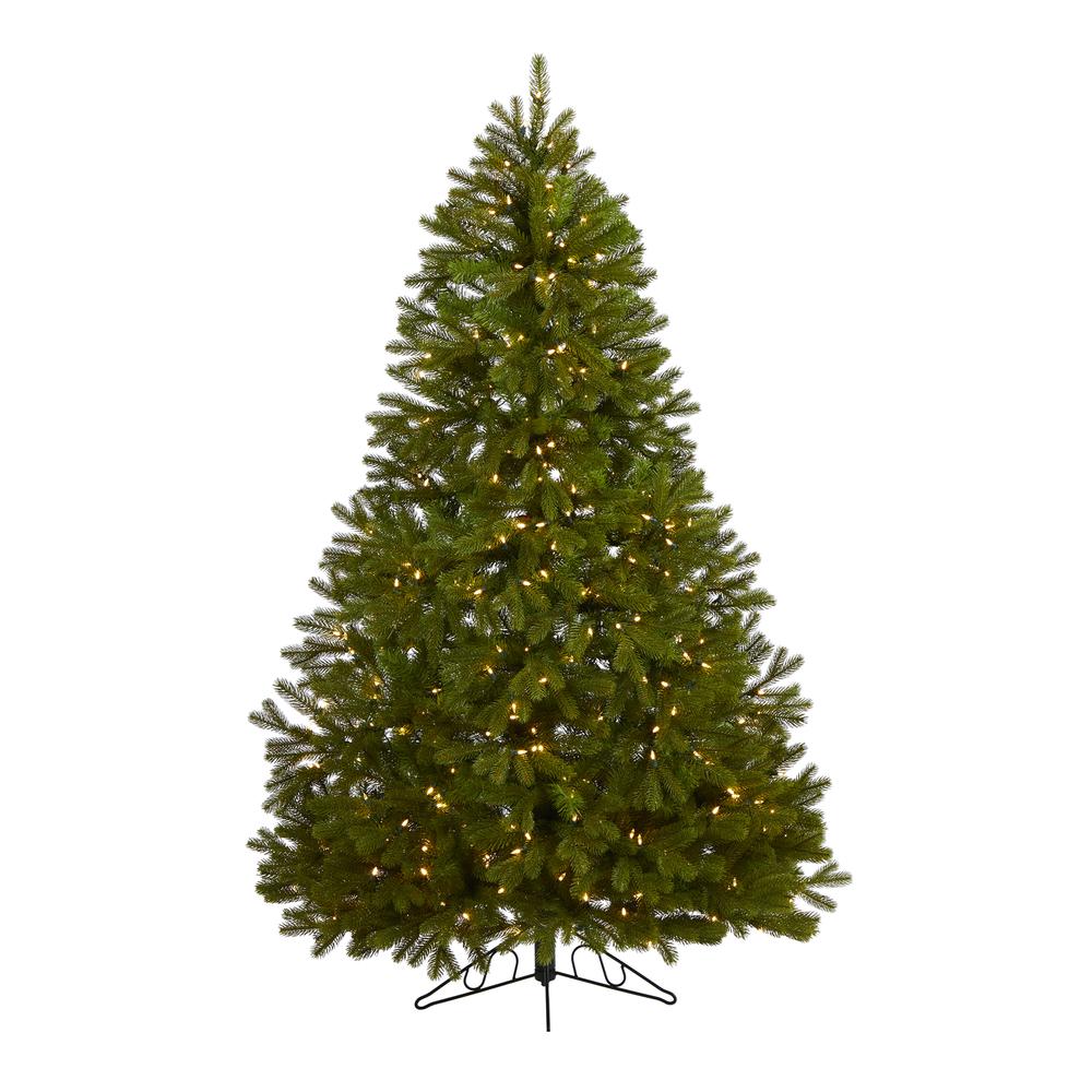 6ft. Cambridge Spruce Flat Back Artificial Christmas Tree with 350 Warm White (Multifunction) LED Lights and 642 Bendable Branches
