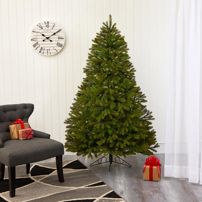 6ft. Cambridge Spruce Flat Back Artificial Christmas Tree with 350 Warm White (Multifunction) LED Lights and 642 Bendable Branches