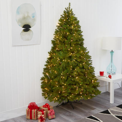 6ft. Cambridge Spruce Flat Back Artificial Christmas Tree with 350 Warm White (Multifunction) LED Lights and 642 Bendable Branches
