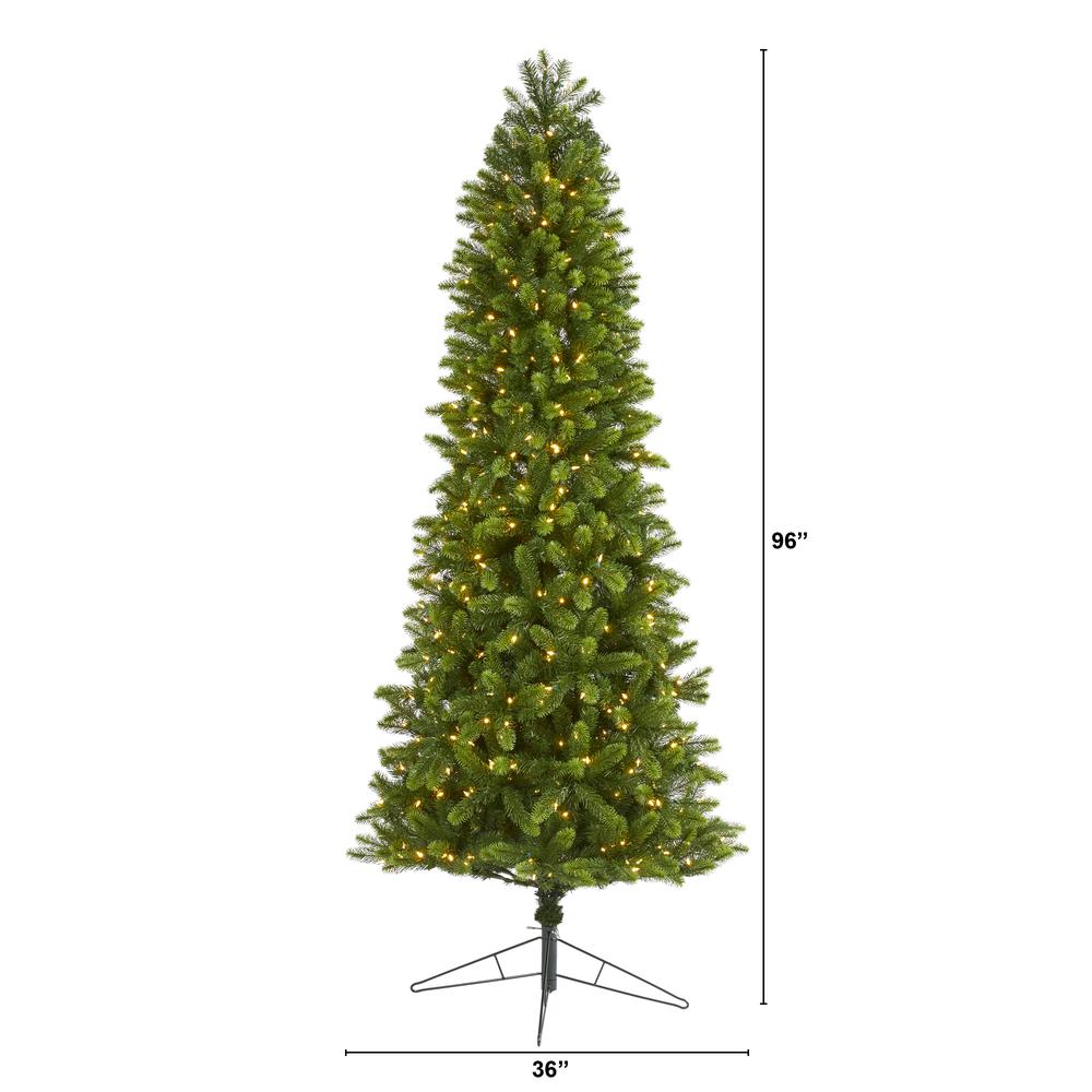 8ft. Slim Virginia Spruce Artificial Christmas Tree with LED Lights