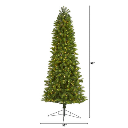 8ft. Slim Virginia Spruce Artificial Christmas Tree with LED Lights