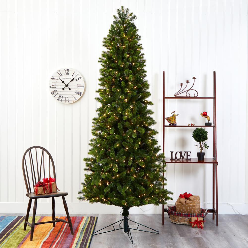 8ft. Slim Virginia Spruce Artificial Christmas Tree with LED Lights