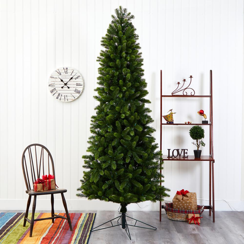 8ft. Slim Virginia Spruce Artificial Christmas Tree with LED Lights